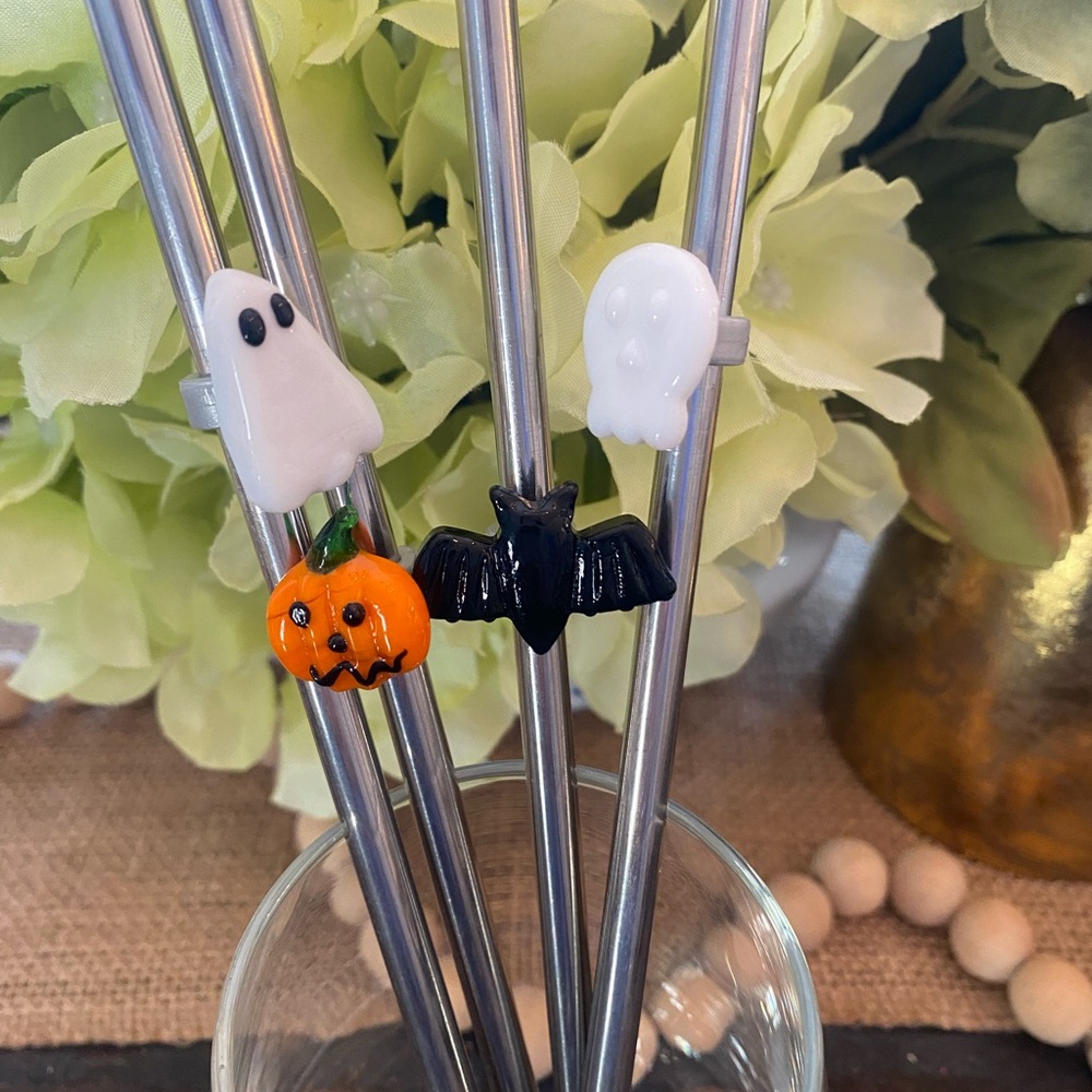 Halloween Themed Metal Straws Set of 4
